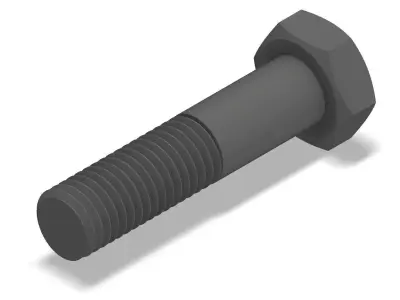 Bolt Partial Thread Hexagonal Head M14x60mm 3D model