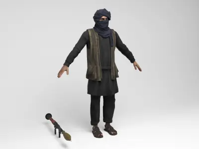 Taliban mercenary Low-poly 3D model