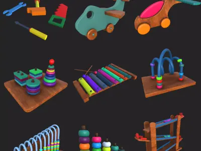 wooden toy Low-poly 3D model