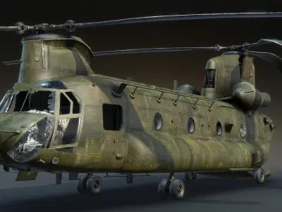CH-47 Chinook Wrecked Low-poly 3D model