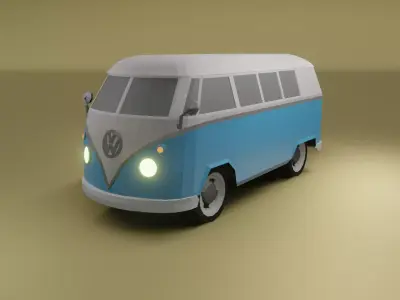 Volkswagen type 2 1967 low poly 3D model Low-poly 3D model