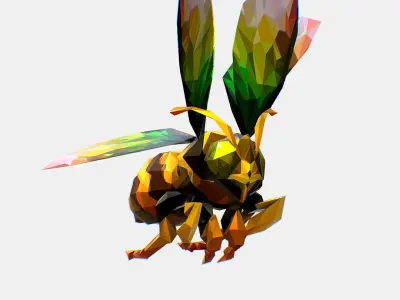 Honey Bee Animated Insect Low Poly Art HoneyBee Bumblebee Low-poly 3D model