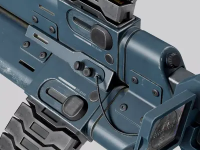 Type-Three-barreled heavy machine gun  Low-poly 3D model