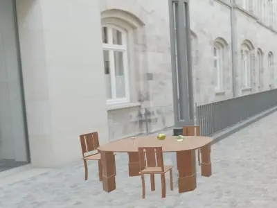 Outdoor scene in a street in Europe Low-poly 3D model