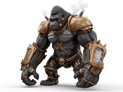 Steampunk Armored Gorilla 3D Model Low-poly 3D model