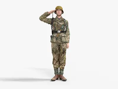 German soldier World War II Low-poly 3D model