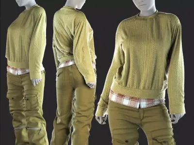 Army Girl - Marvelous Designer with Video Process 3D model