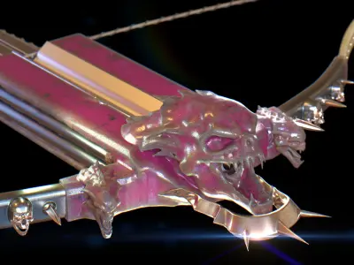 PBR Medieval Demon Skull Crossbow with Arrows  Low-poly 3D model