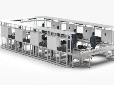 Hydraulic Valve Manual Intelligent Assembly Line 3D model