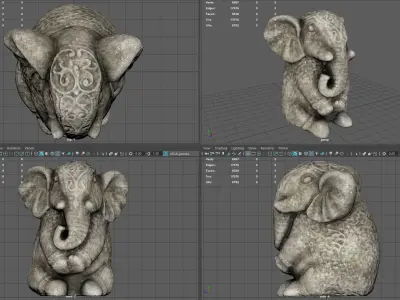 SITTING ELEPHANT Low-poly 3D model