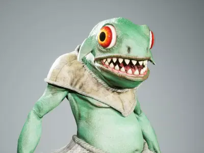 Gecko warrior  Low-poly 3D model