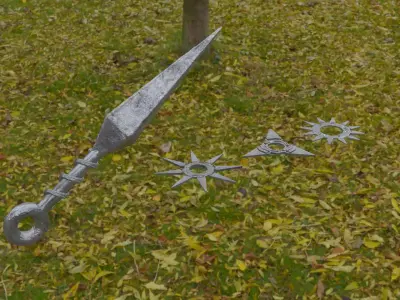 Kunai and Shuriken Free 3D model