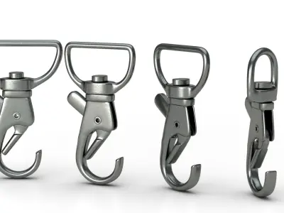 Set of 4 Metal Carabiner LowPoly Low-poly 3D model Low-poly 3D model