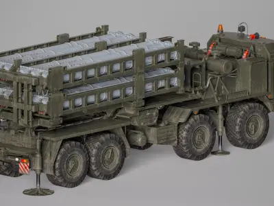 Vityaz S 350E 50R6 Missile Launcher Rigged Low-poly 3D model