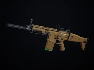 SCAR H PBR assault rifle Low-poly 3D model