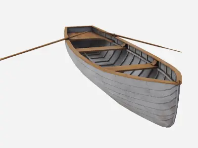 Rowboat wooden canoe Low-poly 3D model