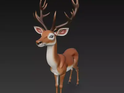 Deer Realistic 3D Model Basic - Low Poly Realistic Low-poly 3D model