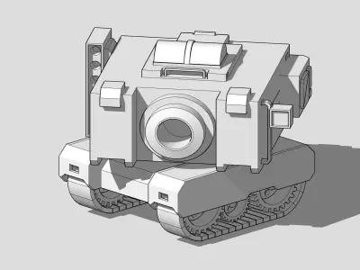 Cartoon style tank Low-poly 3D model