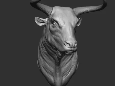 Bull Head Sculpture for 3D Printing Realistic Bust 3D print model