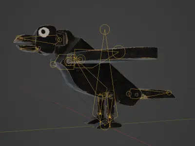 Wooden Toy Raven Low-poly 3D model