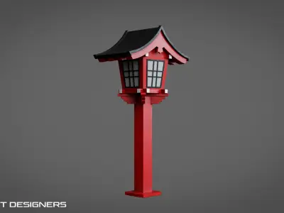 Japanese Toro - Lantern Low-poly 3D model