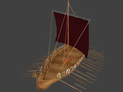 Viking Ship Low-poly 3D model