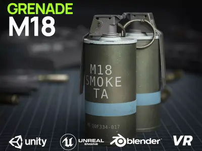 Game Ready M18 TA Flash Grenade Low-poly 3D model
