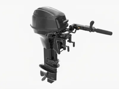 Outboard portable boat motor with tiller used 3D model