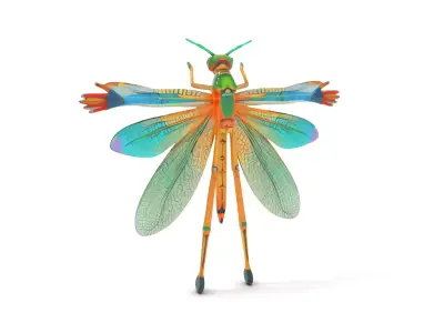 Iridescent Dragonfly model pack Low-poly 3D model
