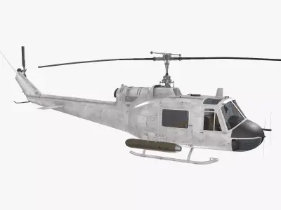 Bell UH-1B Blank Livery Basic Animation Low-poly 3D model