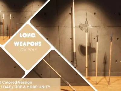 Long Weapons - Lowpoly Textured and Colorbased Low-poly 3D model