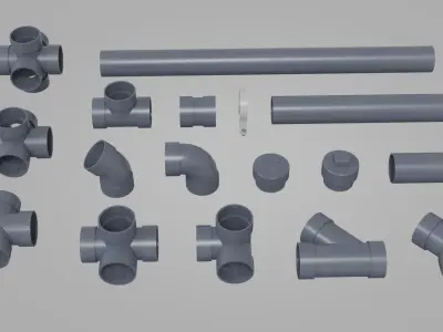 PVC Sanitary Pipes Low-poly 3D model