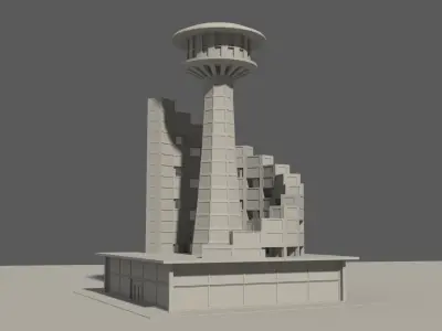  Multi purpose building Low-poly 3D model