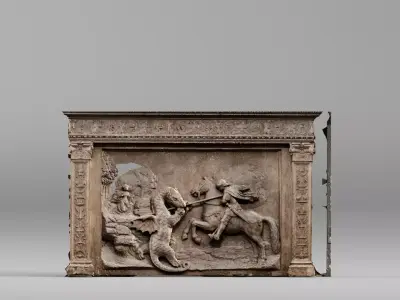 001638 Raw 3D Scan Bas Relief of Saint George Slaying the Dragon 3D model