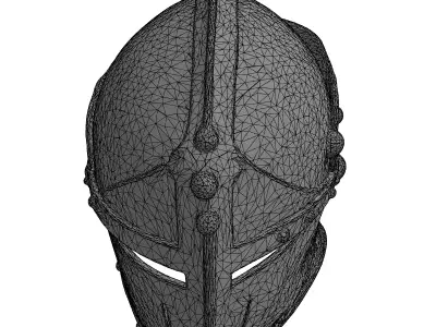 Distressed Medieval Knight Helmet Low-poly 3D model