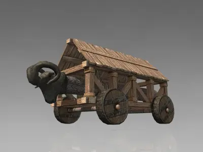 Medieval battering ram Low-poly 3D model
