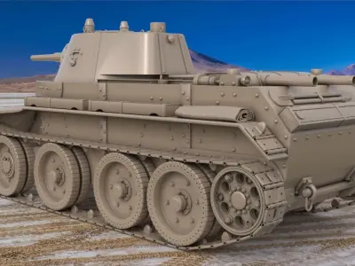 Tank BT 7 Clay Vray  3D model