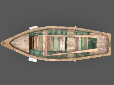 Painted Wooden Boat 3D model
