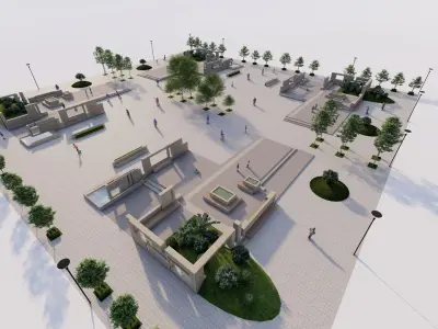 public park-Private Park Landscape Urban 3D model