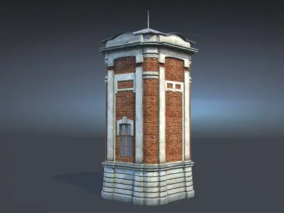 Water Tower 01 Low-poly 3D model