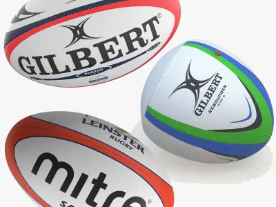 Rugby Balls Collection 3 3D model