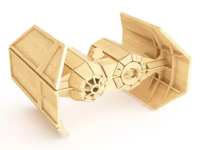 Spaceship wooden toy 04 3D model