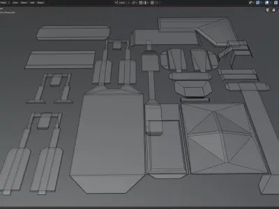 Sci fi  architectural kit - Game Ready Low-poly 3D model