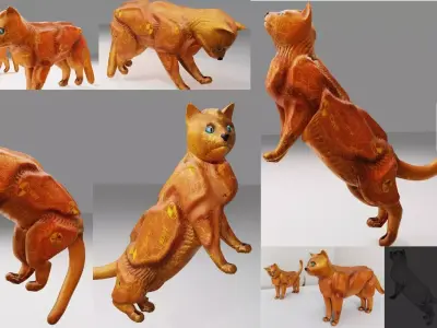 Sci Fi Robot Iron Cat Low-poly 3D model