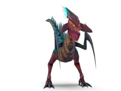 Low Poly Monster Blue Alien Dino Low-poly 3D model