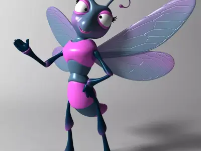 Cartoon Dragonfly RIGGED Low-poly 3D model