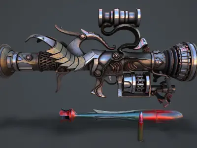 Fantasy rifle Low-poly 3D model