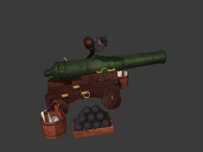 English Naval Gun XVIII Century 3D model
