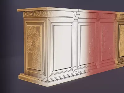 stylized bar counter Low-poly 3D model