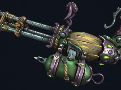 Fantasy pirate minigun Low-poly 3D model